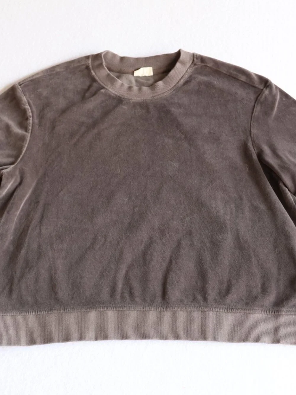 Pact Organic Cotton Velour Crew Pullover Shirt Graphite -  Women's Large - Picture 7 of 11